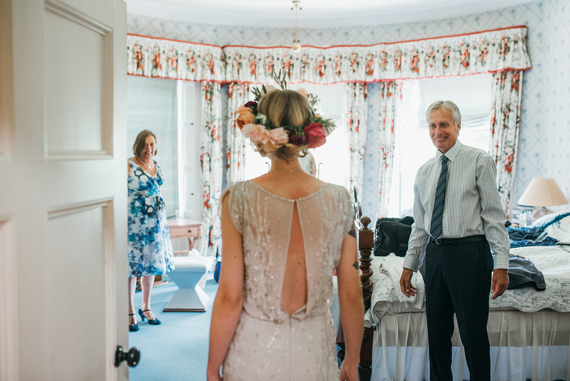 Dad sees bride in dress 