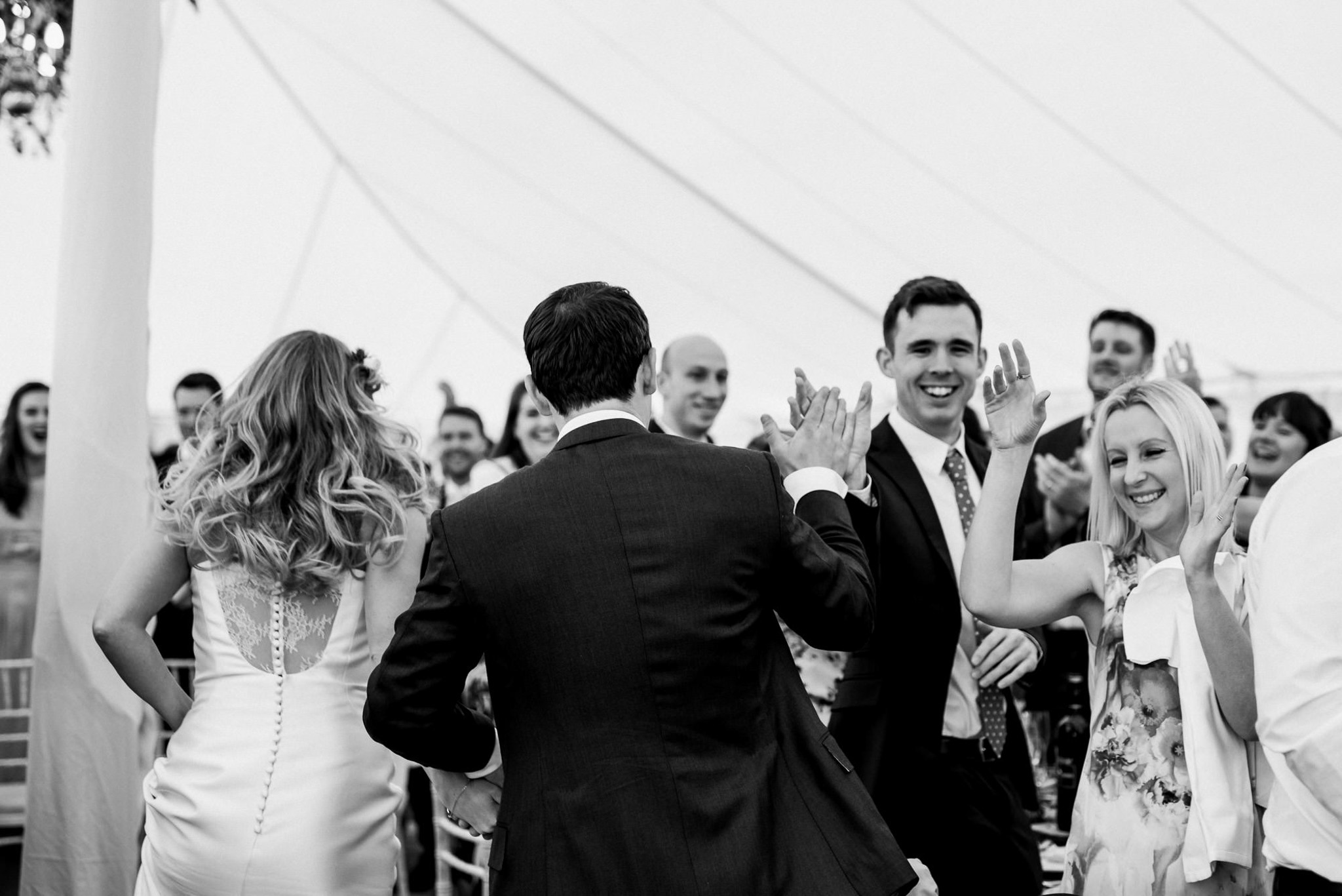 Hilles house newlyweds enter marquee 