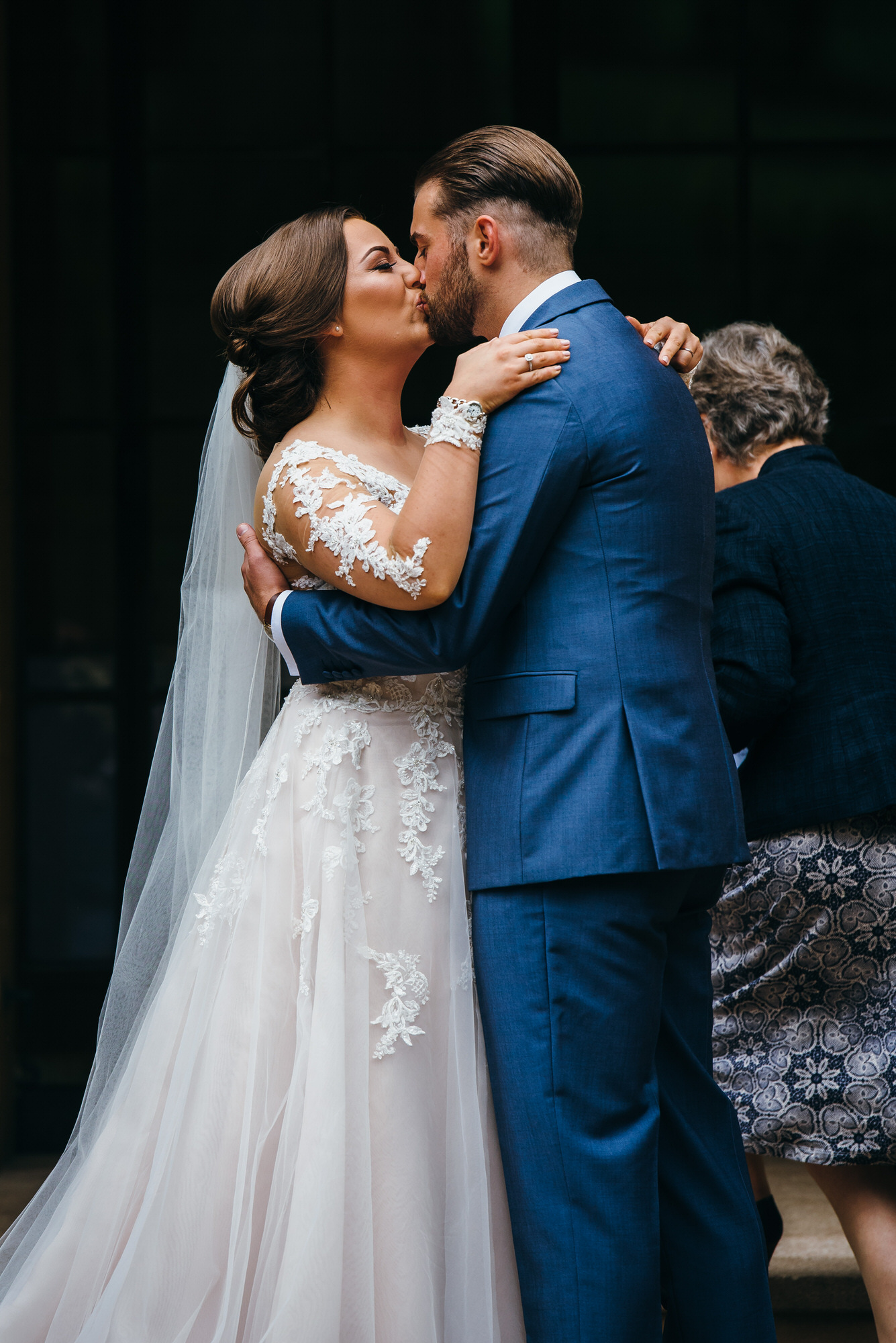 First kiss during ceremony at Coombe Lodge 