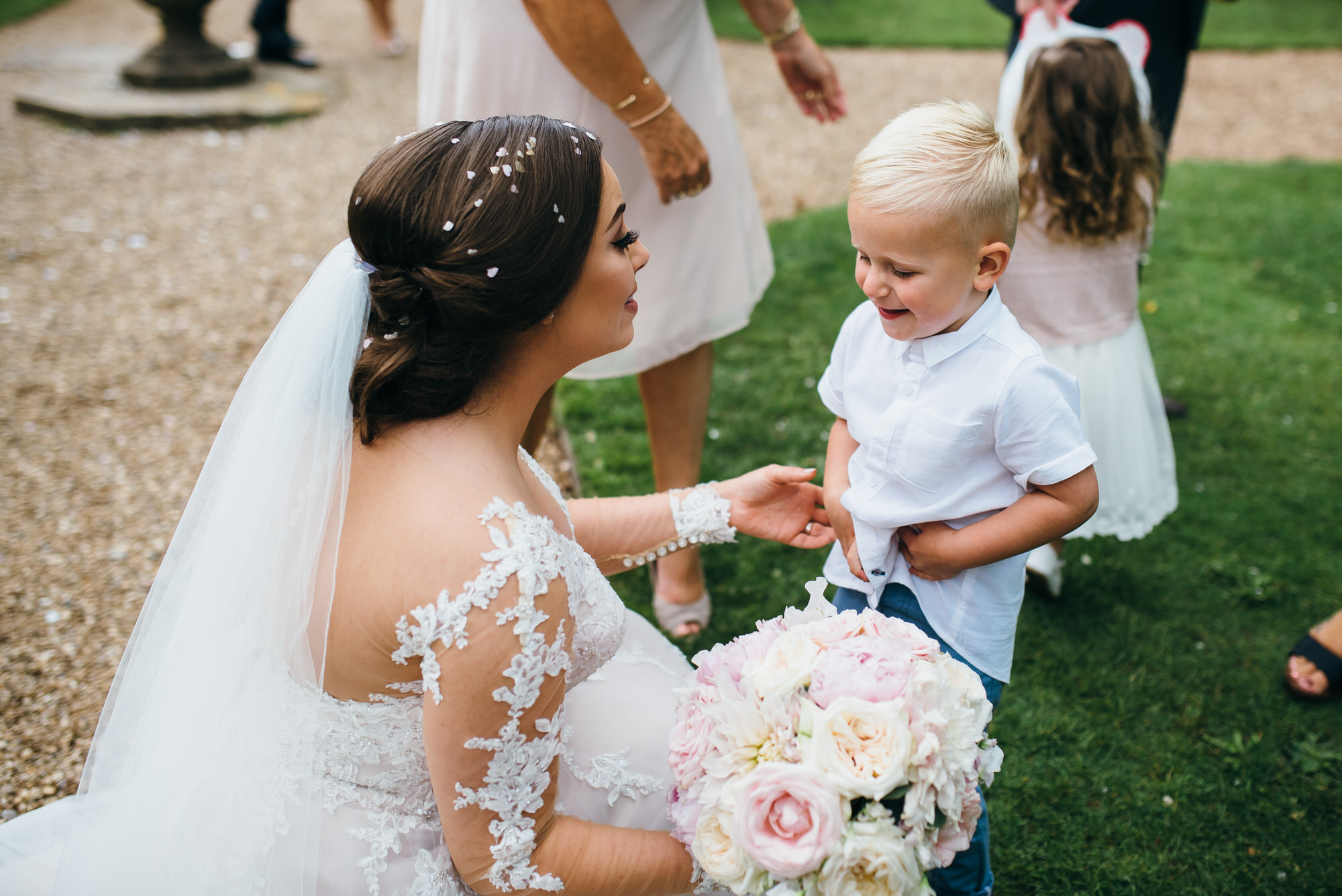 Bride chats to boy
