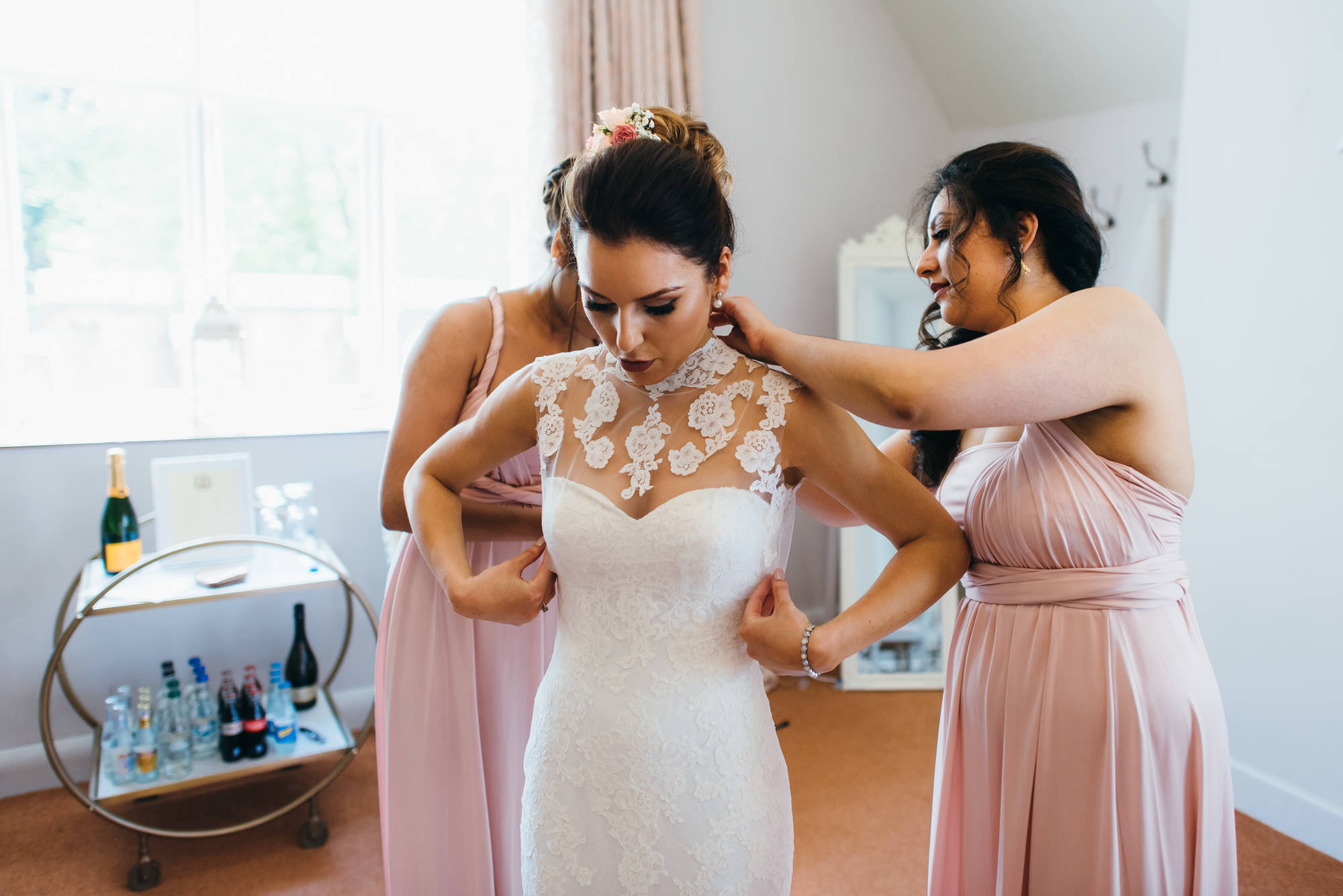 Bride prep for wedding at St Audries Park