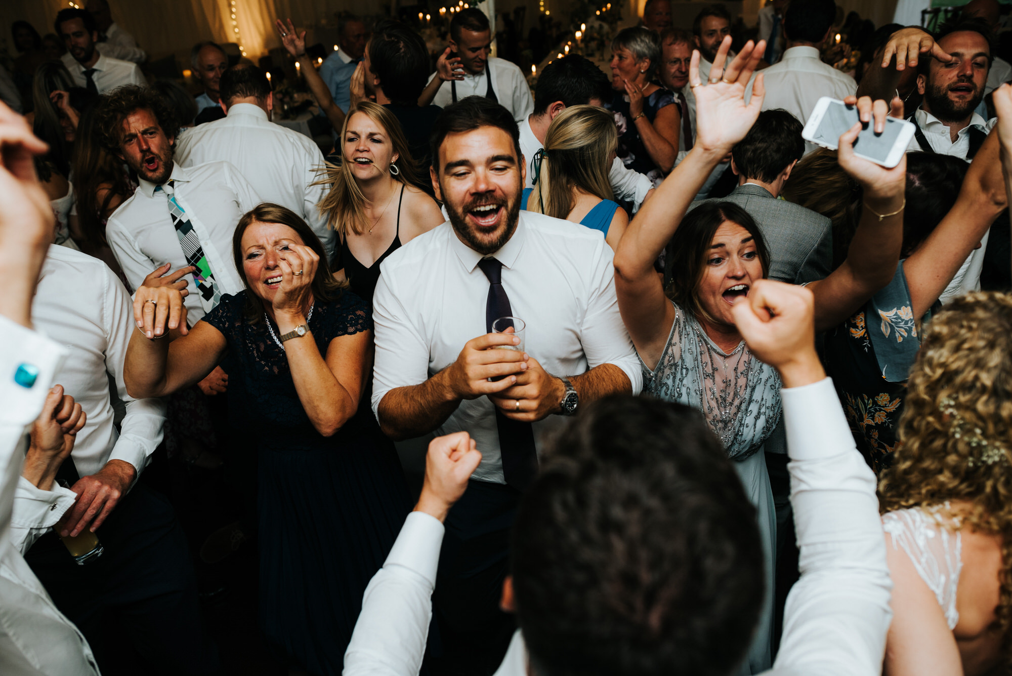 Guests dancing at wedding 