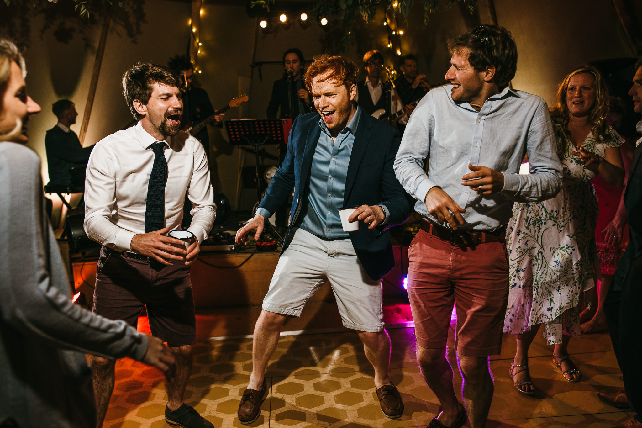 Guests dancing at wedding 