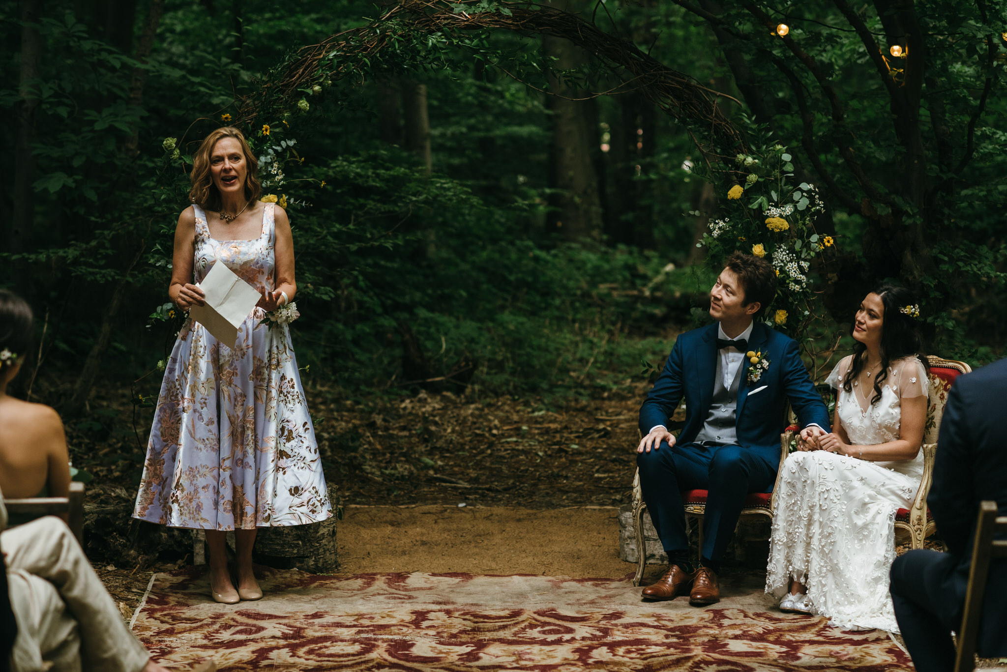 The dreys wedding ceremony in the woods