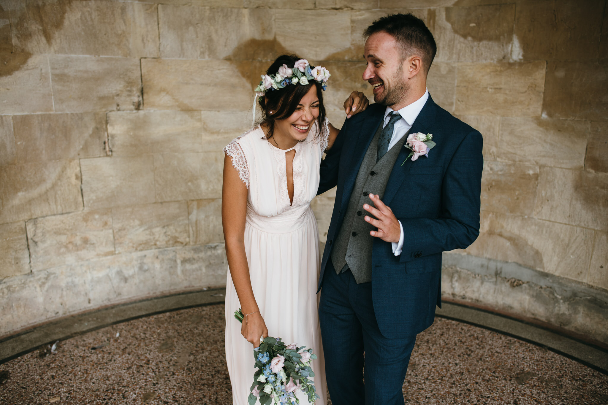 bride and groom in Parade Gardens, Bath