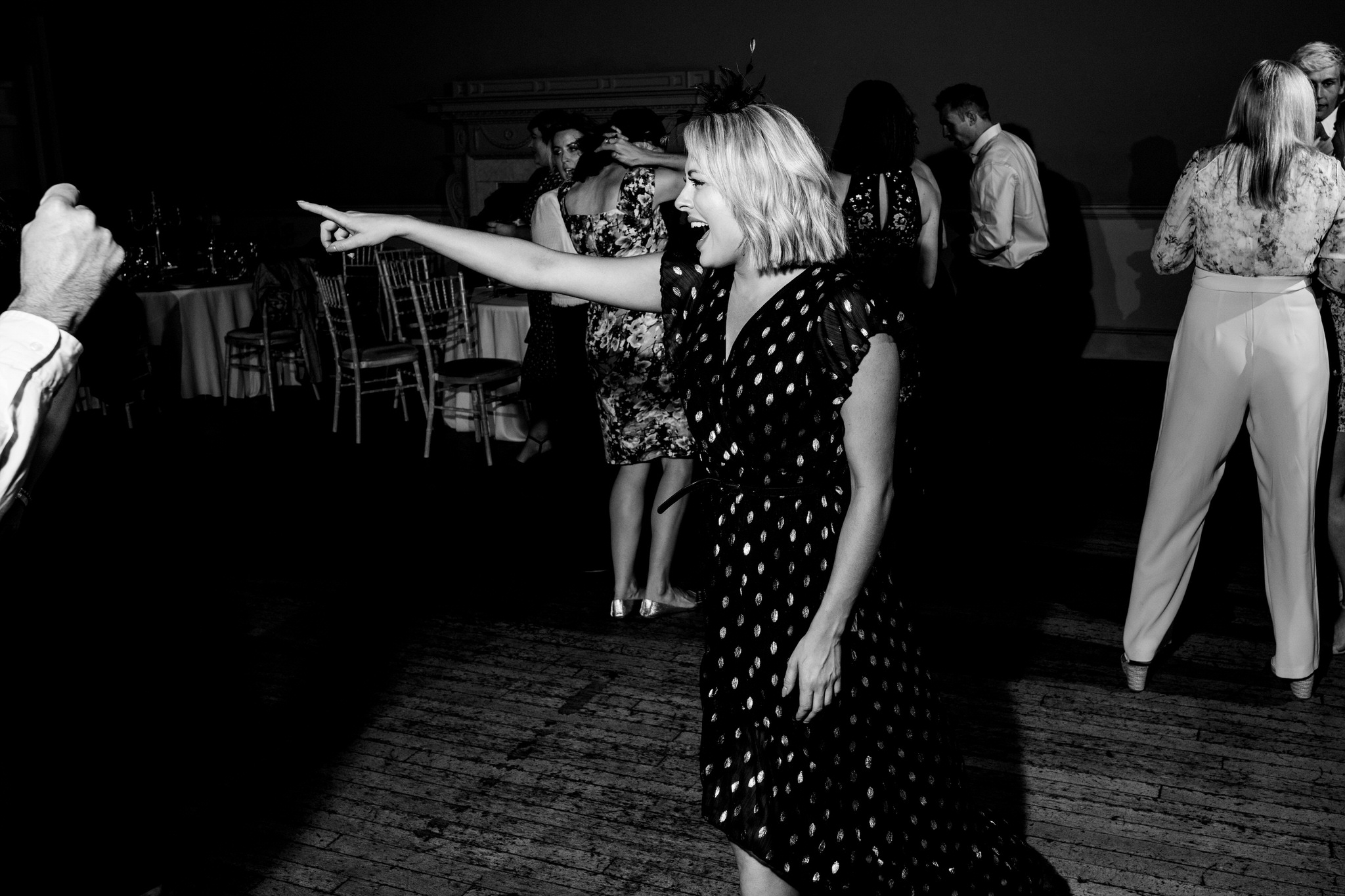 Wedding guests dancing at the Assembly rooms Bath