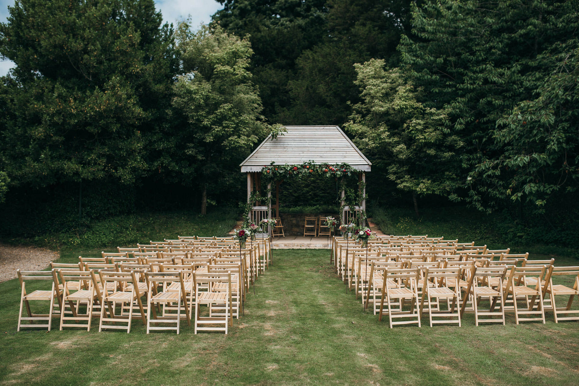 Civil wedding ceremony outside at Pennard house