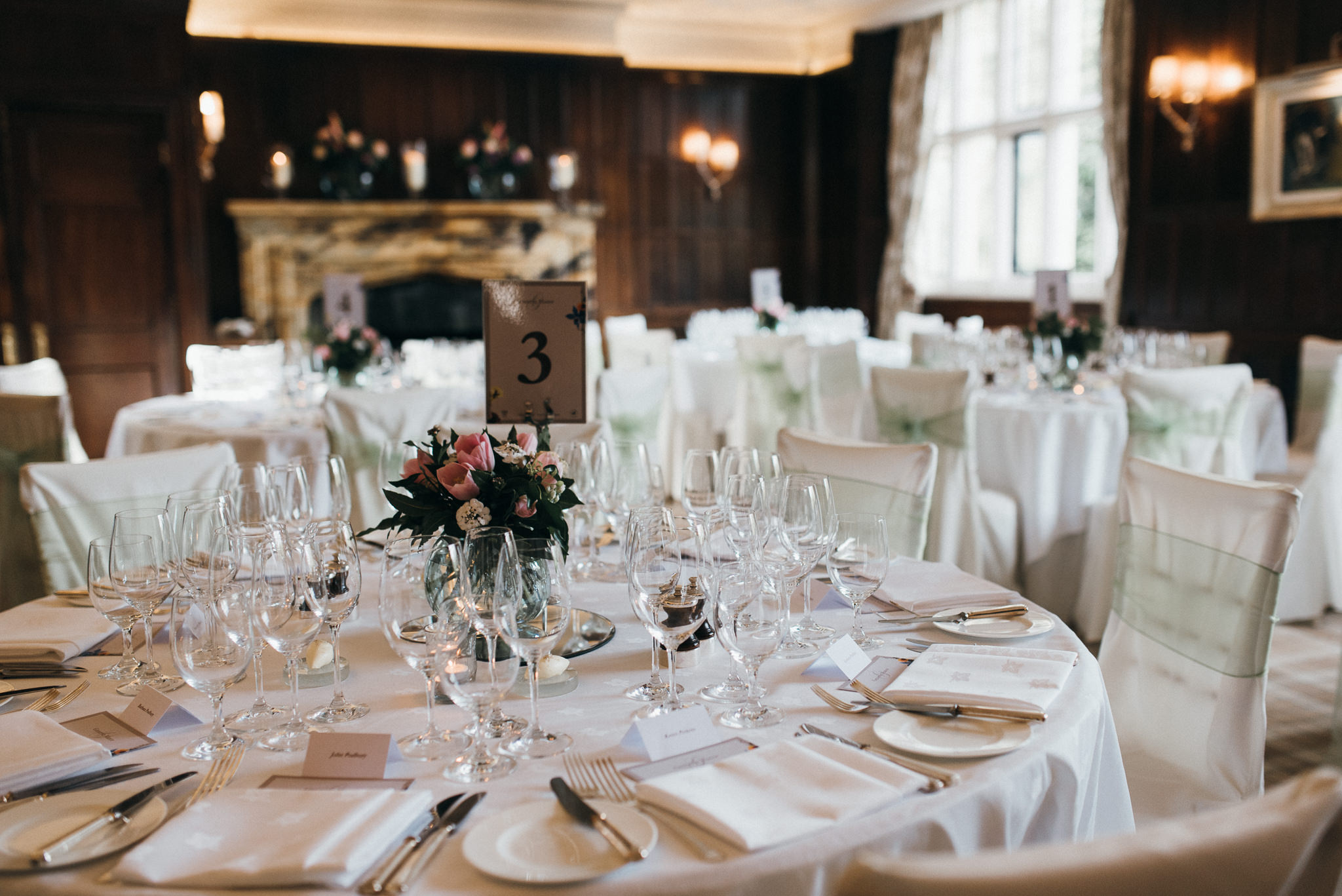 Gravetye Manor wedding table arrangements 