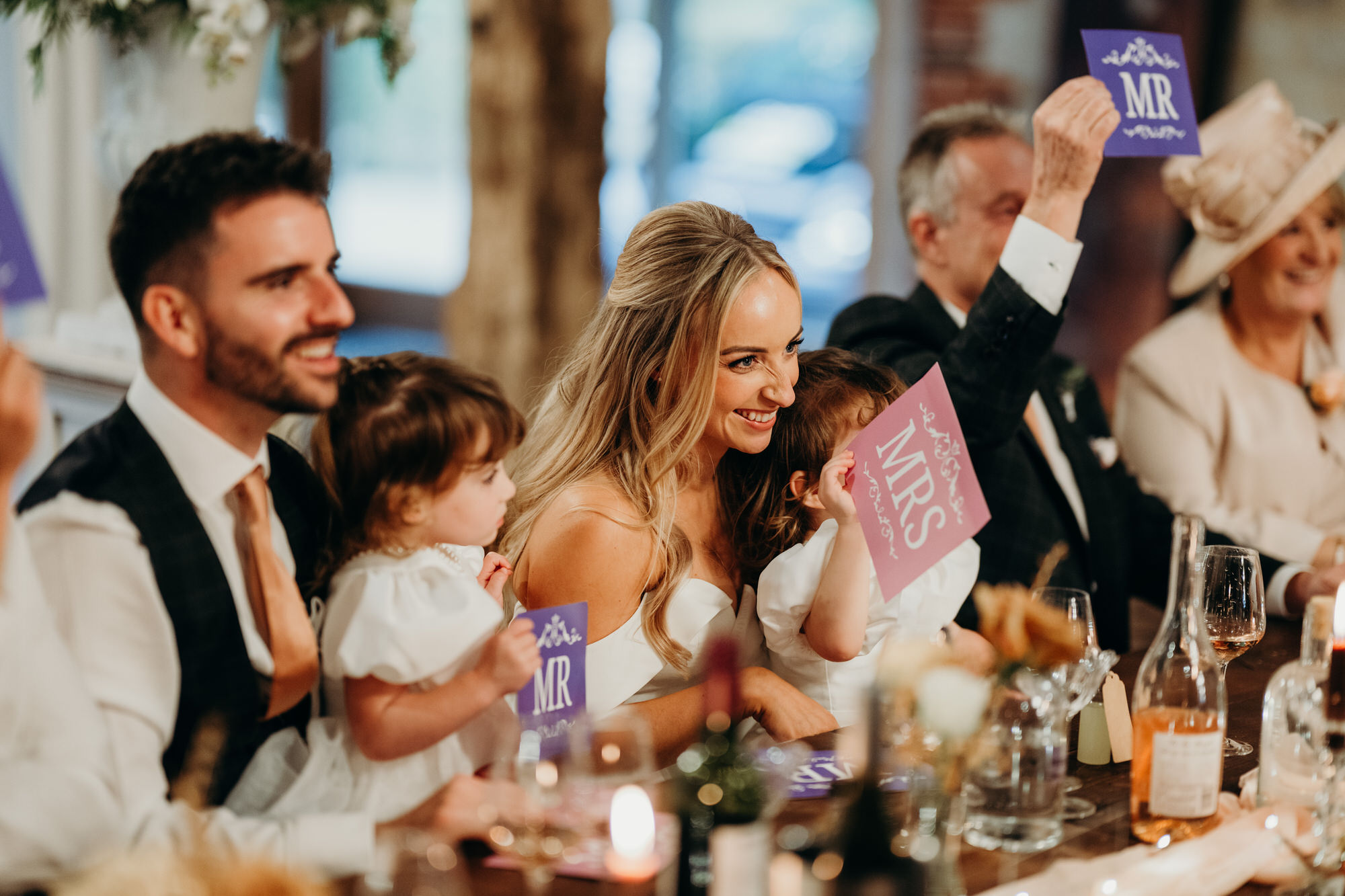 couples reactions during mr and mrs quiz at bury court 