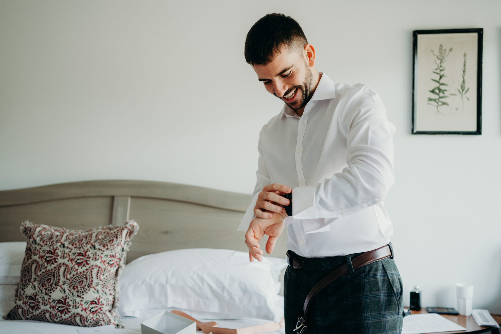 Groom getting ready at Bury Court