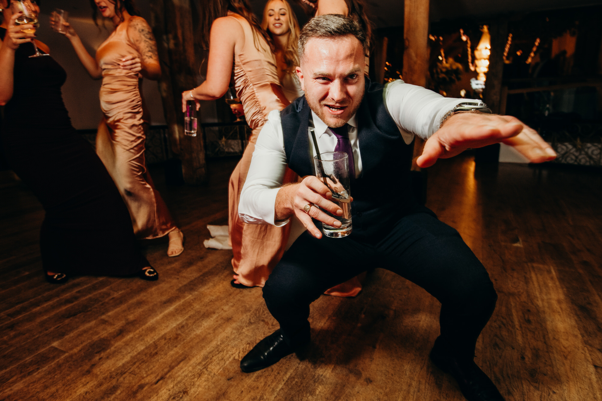 Guest lunging on the dance floor at Bury Court 